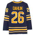 B.Sabres #26 Rasmus Dahlin Supporters Authentic Autographed Jersey with Debut 10-4-18 Inscription Navy Stitched American Hockey Jerseys