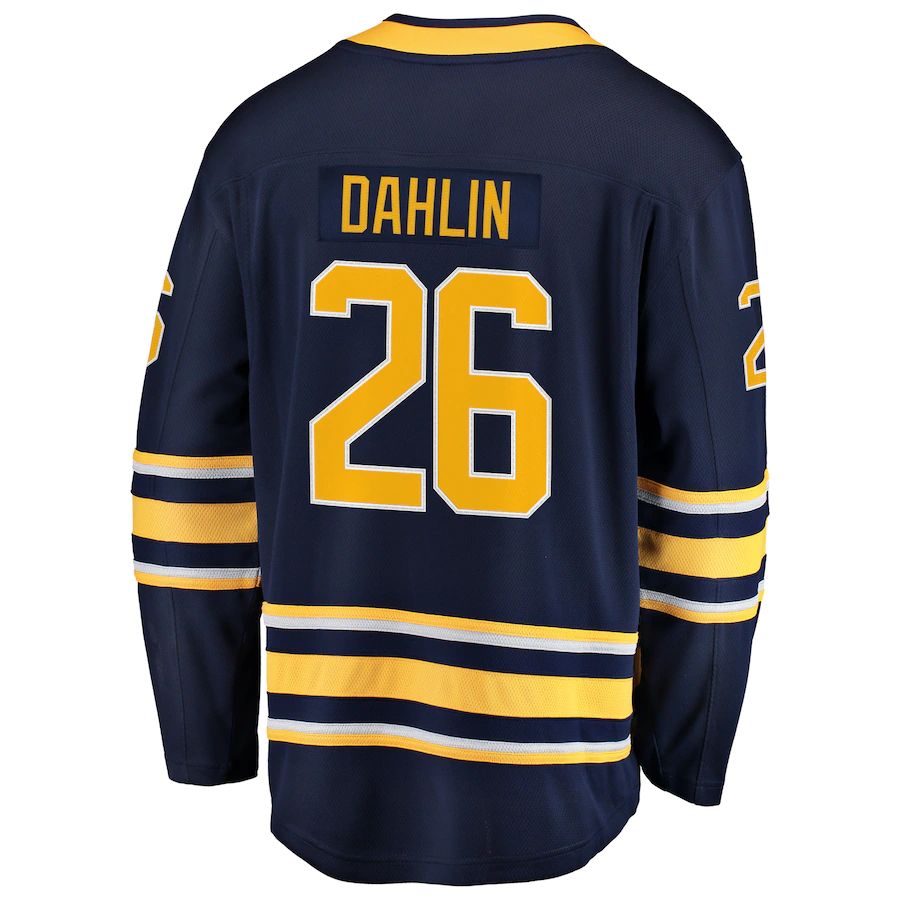 B.Sabres #26 Rasmus Dahlin Supporters Branded Premier Breakaway Player Jersey Navy Stitched American Hockey Jerseys