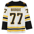 B.Bruins #77 Ray Bourque Supporters Authentic Autographed adidas White Authentic Jersey Black Stitched American Hockey Jerseys