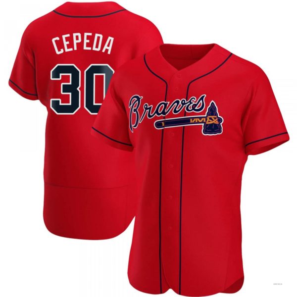 Atlanta Braves #30 Orlando Cepeda Red Alternate Jersey Stitches Baseball Jerseys