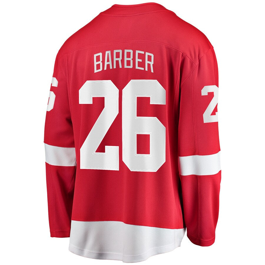D.Red Wings #26 Riley Barber Supporters Branded Home Breakaway Player Jersey Red Stitched American Hockey Jerseys