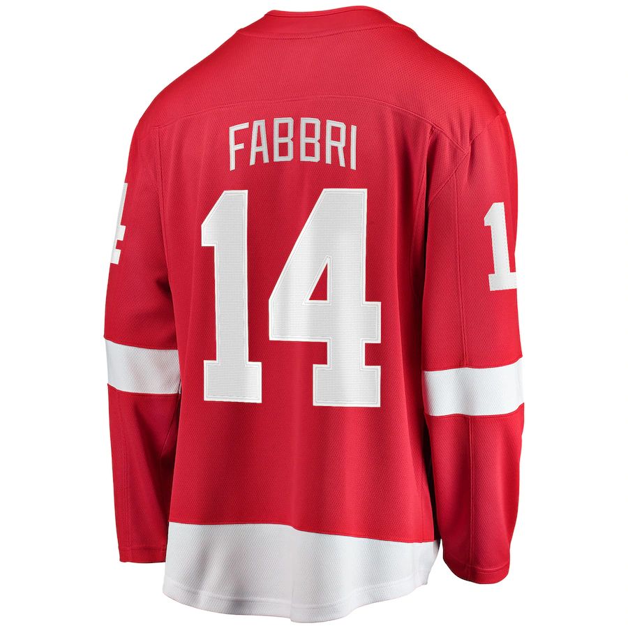 D.Red Wings #14 Robby Fabbri Supporters Branded Home Breakaway Player Jersey Red Stitched American Hockey Jerseys