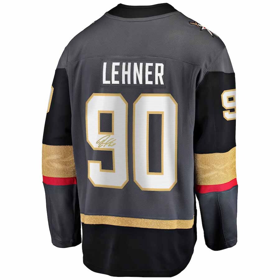 V.Golden Knights #90 Robin Lehner Supporters Authentic Autographed Black Supporters Breakaway Jersey Gray Hockey Jerseys
