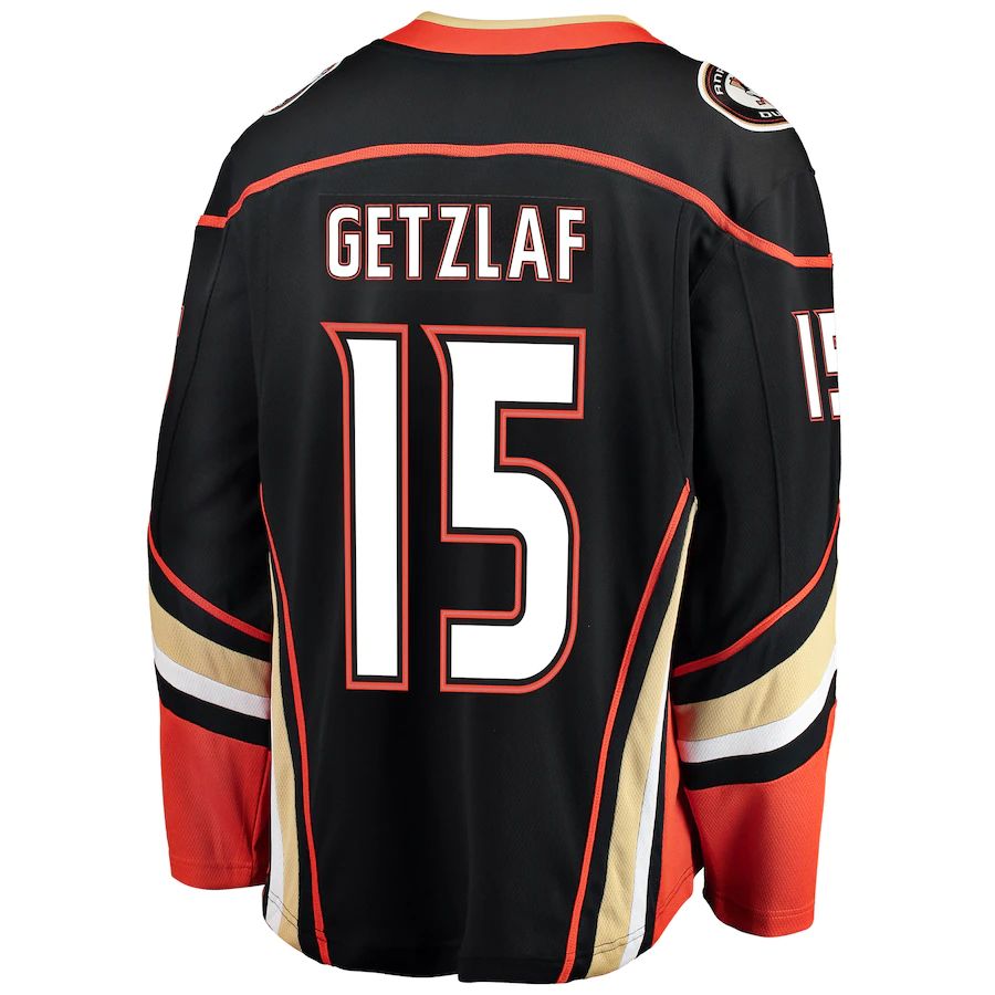 A.Ducks #15 Ryan Getzlaf Supporters Branded Home Breakaway Player Jersey Black Stitched American Hockey Jerseys