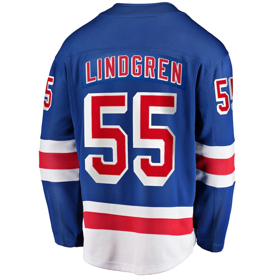 NY.Rangers #55 Ryan Lindgren Supporters Branded 2017-18 Home Breakaway Replica Jersey  Blue Stitched American Hockey Jerseys