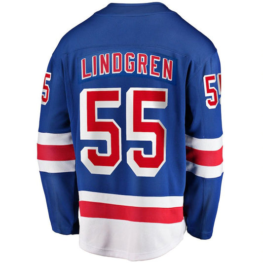 NY.Rangers #55 Ryan Lindgren Fanatics Branded 2017-18 Home Breakaway Replica Jersey  Blue Stitched American Hockey Jerseys
