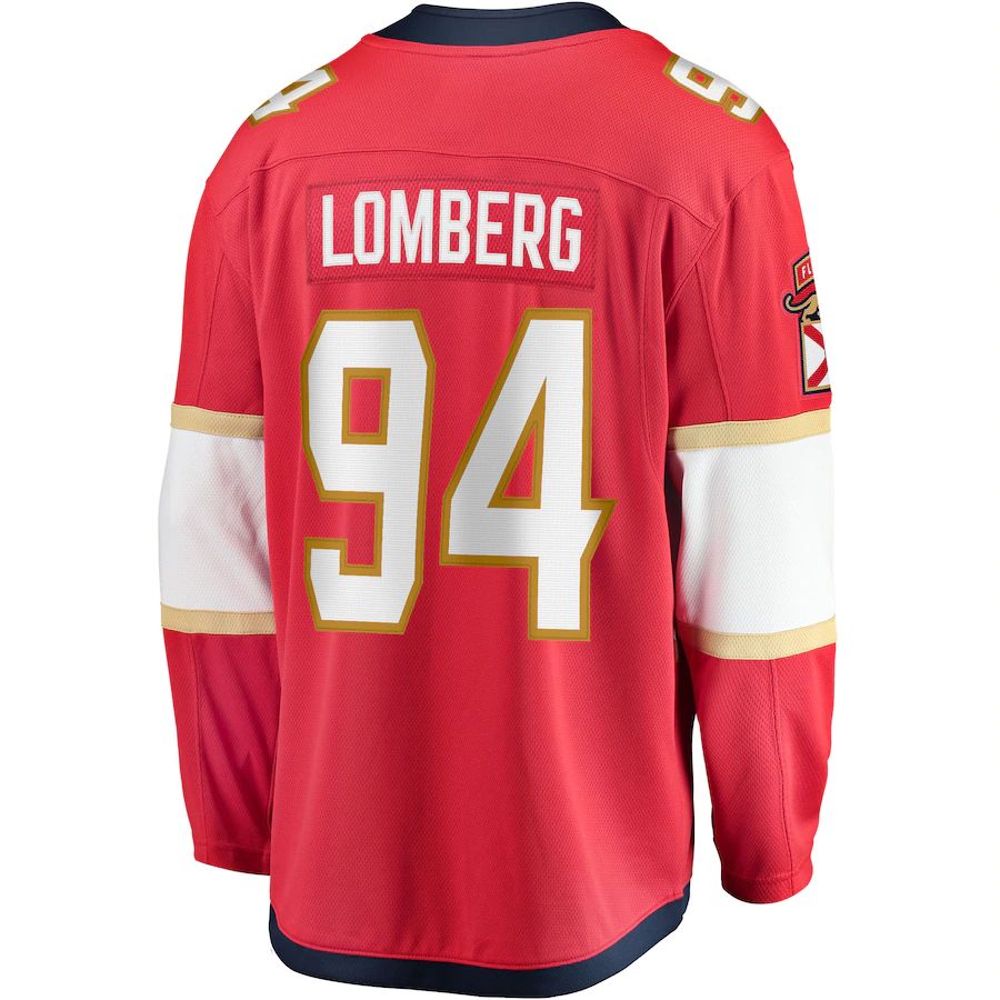 F.Panthers #94 Ryan Lomberg Fanatics Branded Home Breakaway Player Jersey Red Stitched American Hockey Jerseys