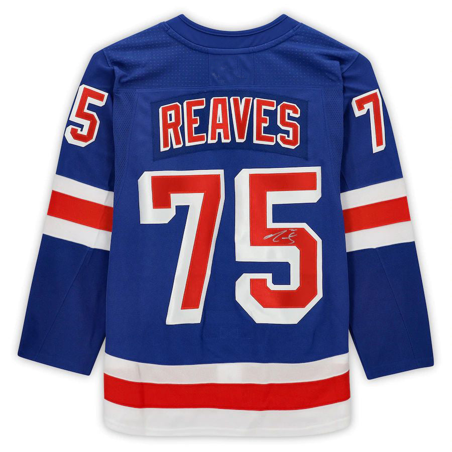 NY.Rangers #75 Ryan Reaves Supporters Authentic Autographed  Blue Stitched American Hockey Jerseys