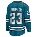 SJ.Sharks #23 Oskar Lindblom Fanatics Home Breakaway Jersey - Teal Stitched American Hockey Jerseys