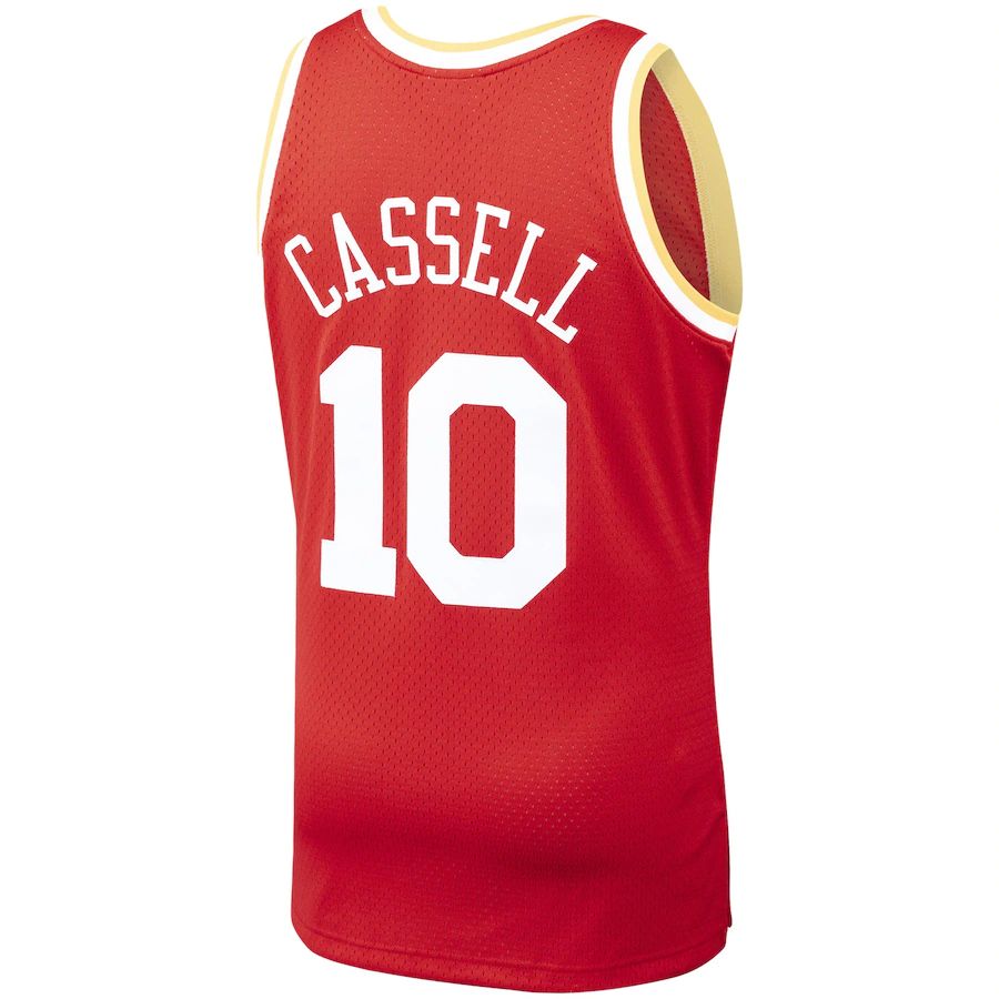 H.Rockets #10 Sam Cassell Mitchell & Ness 1993-94 Hardwood Classics Swingman Player Jersey Red Stitched American Basketball Jersey