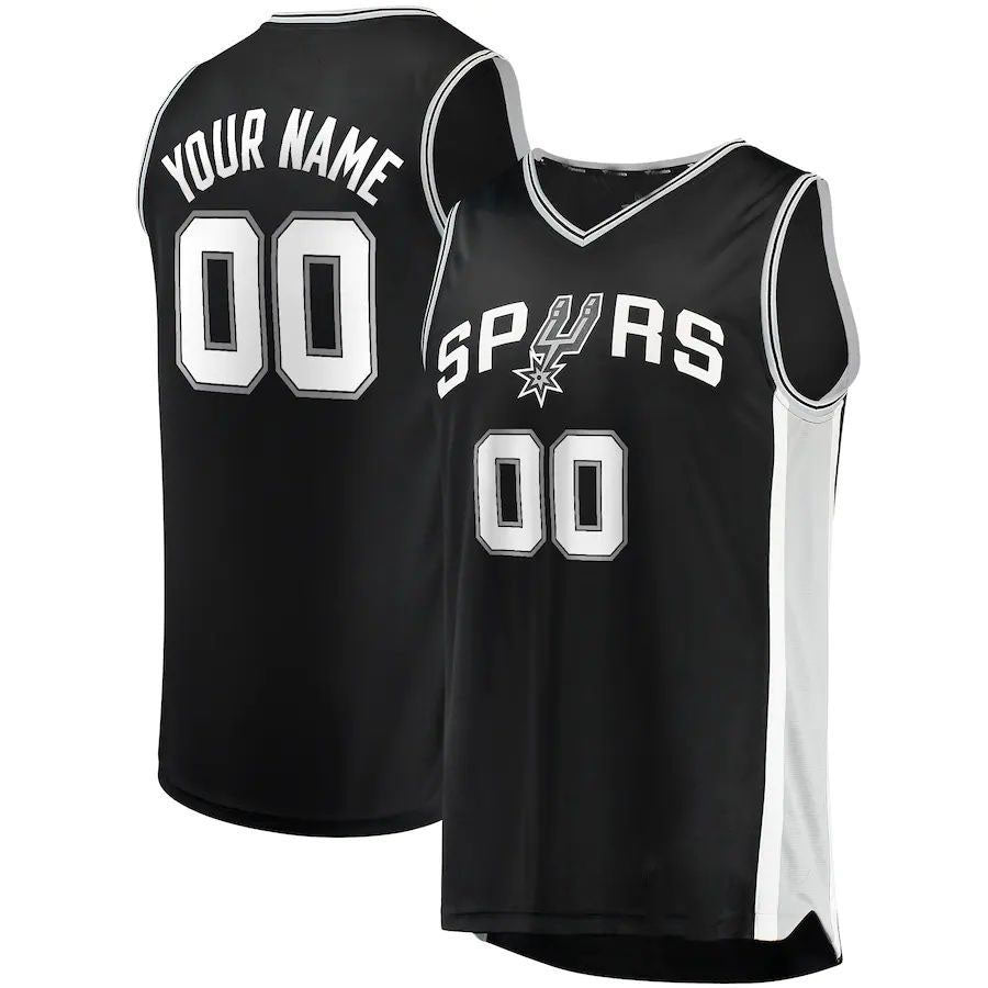 Custom S.Antonio Spurs Supporters Branded  Fast Break Custom Replica Jersey Black Icon Edition Stitched Basketball Jersey