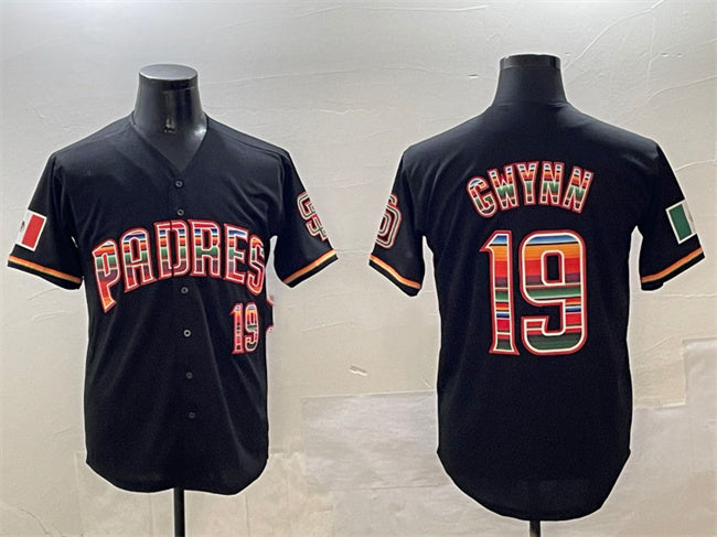 San Diego Padres #19 Tony Gwynn Black Mexico Cool Base Stitched Baseball Jersey