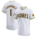 San Diego Padres #1 Tony Fern¨¢ndez Home Elite Sponsor Patch Player Jersey - White Stitched Baseball Jersey