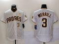 San Diego Padres #3 Jackson Merrill White With PS Patch Stitched Flex Base Baseball Jersey