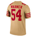 SF.49ers #54 Fred Warner Gold Inverted Legend Jersey Stitched American Football Jersey