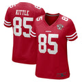 SF.49ers #85 George Kittle Scarlet 75th Anniversary Game Player Jersey Football Jerseys