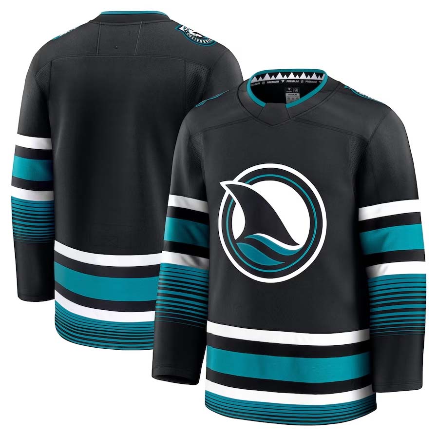 SJ.Sharks Fanatics Alternate Premium Jersey - Black Stitched American Hockey Jerseys