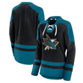 SJ.Sharks Fanatics Branded Net Gain Fleece V-Neck Pullover Sweatshirt  Black Stitched American Hockey Jerseys