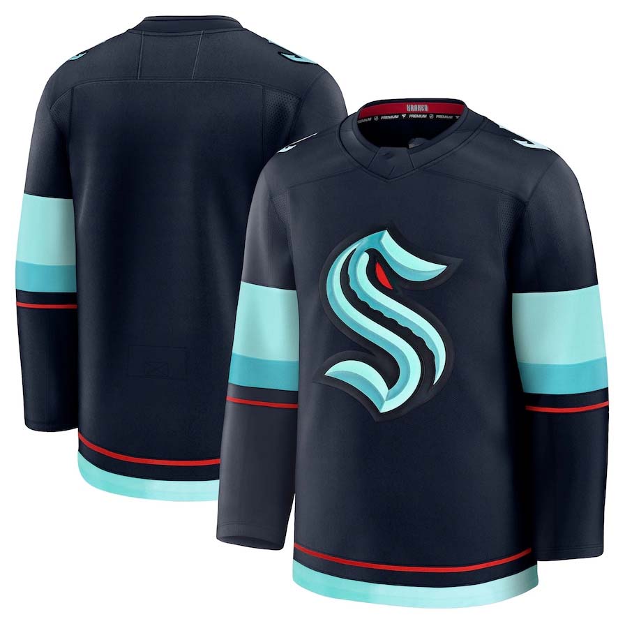 S.Kraken Fanatics Home Premium Jersey - Deep Sea Blue Stitched American Hockey Jerseys