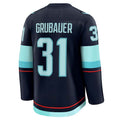 S.Kraken #31 Philipp Grubauer Fanatics Home Premium Jersey - Deep Sea Blue Stitched American Hockey Jerseys