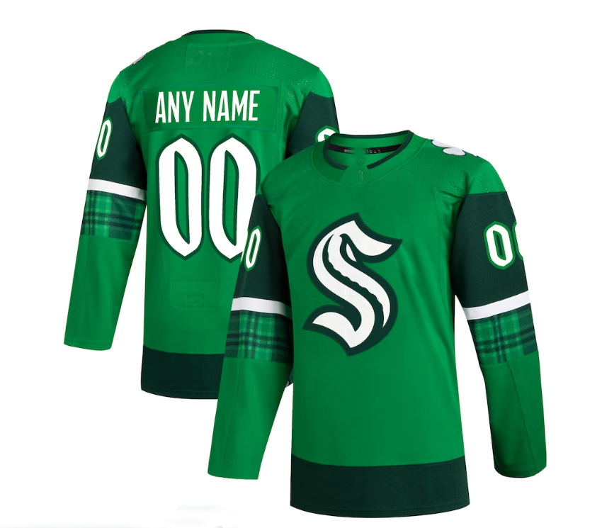 Custom S.Kraken 2023 St. Patrick's Day Primegreen Authentic Jersey - Kelly Green Stitched American Hockey Jerseys