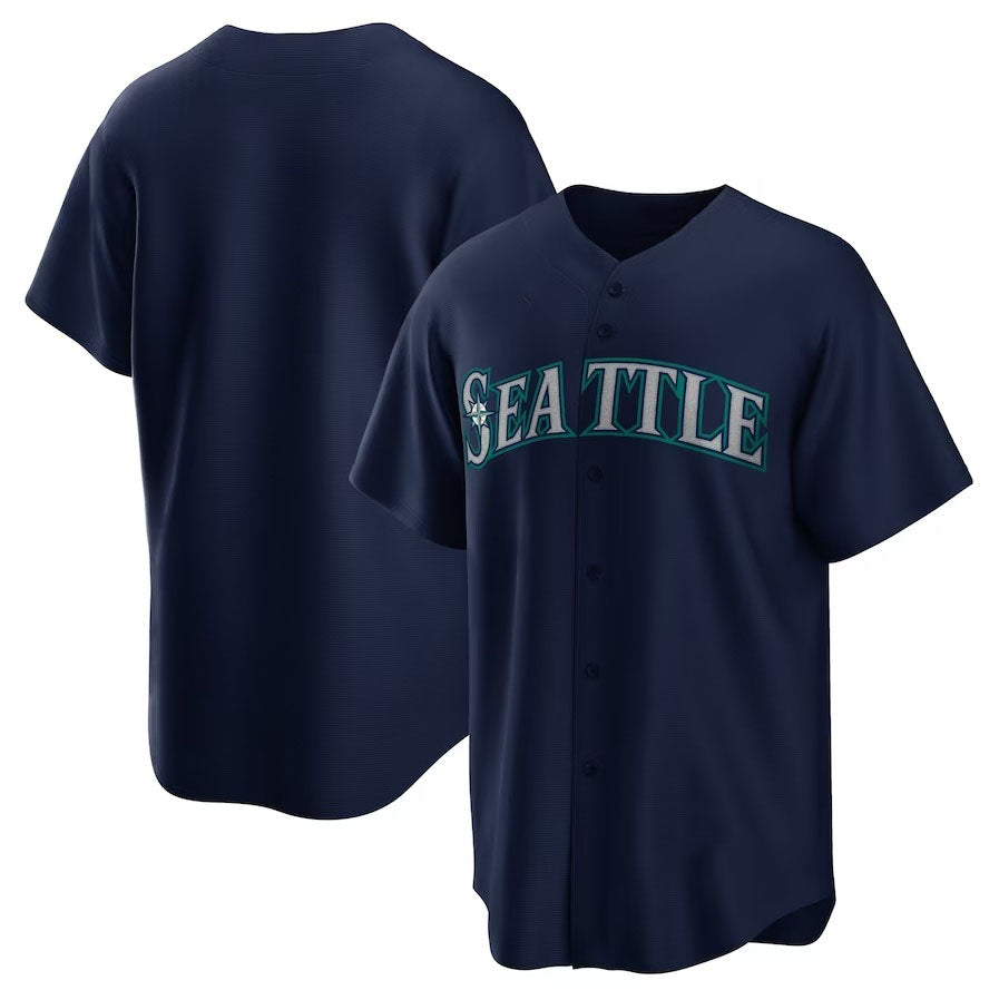 Seattle Mariners Alternate Replica Team Jersey - Navy Stitched Baseball Jersey