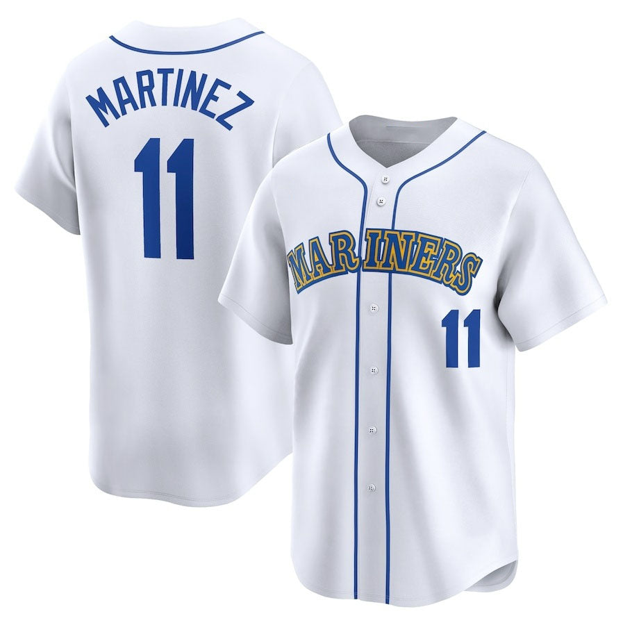 Seattle Mariners #11 Edgar Martinez Throwback Cooperstown Limited Jersey - White Stitched Baseball Jersey