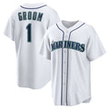 Seattle Mariners #1 Groom Home Replica Jersey - White Stitched Baseball Jersey