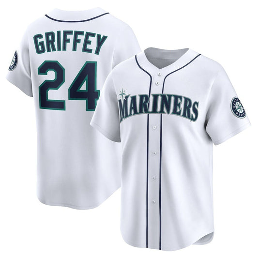 Seattle Mariners #24 Ken Griffey Jr. Throwback Cooperstown Collection Limited Jersey - White Stitched Baseball Jersey