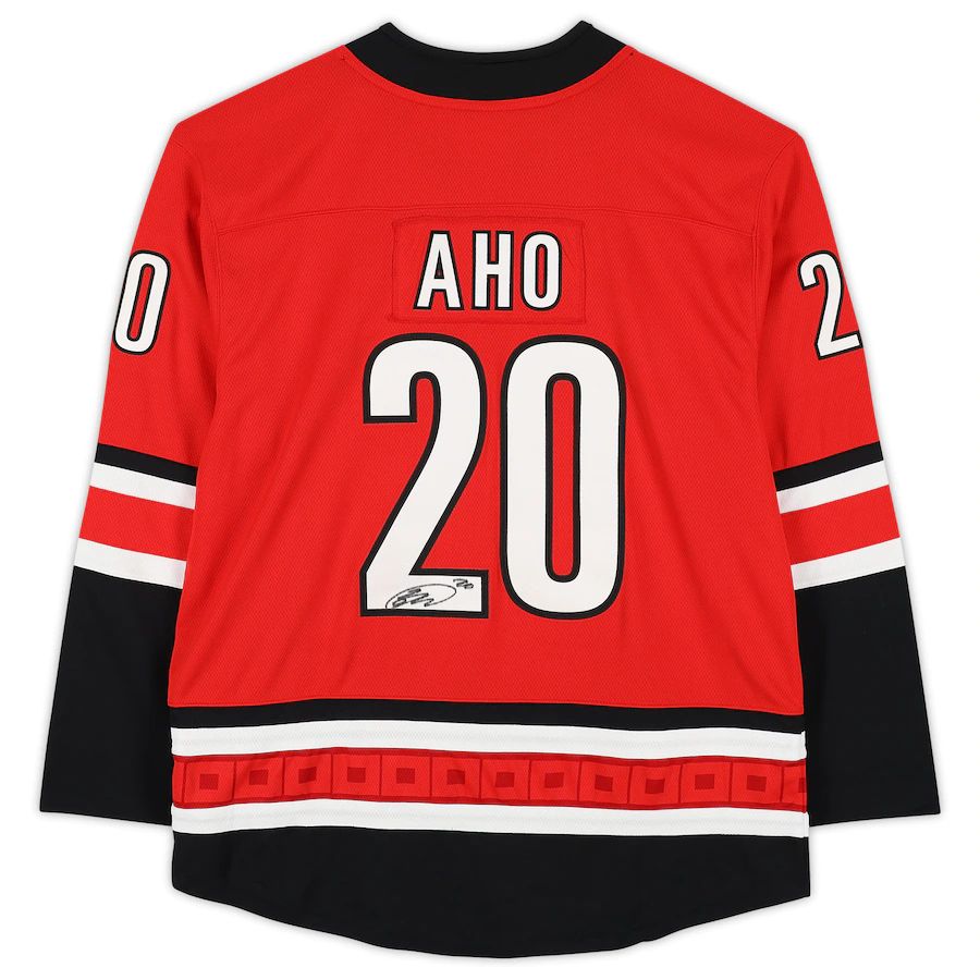 C.Hurricanes #20 Sebastian Aho Supporters Authentic Autographed Supporters Breakaway Jersey Red Stitched American Hockey Jerseys