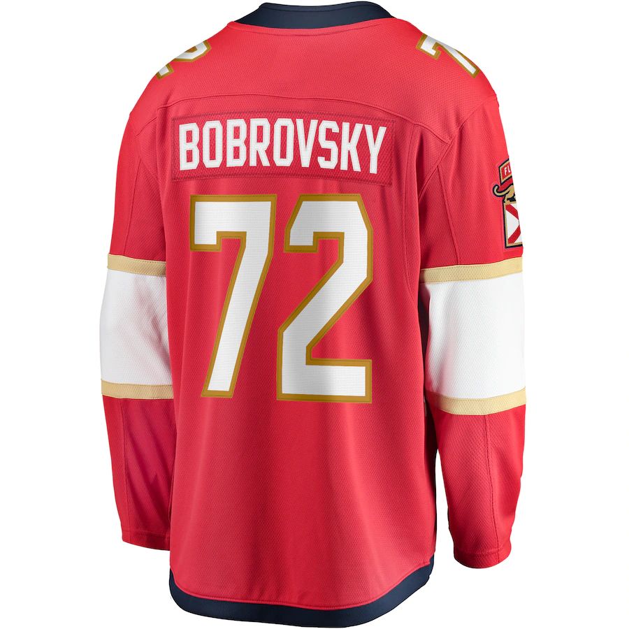 F.Panthers #72 Sergei Bobrovsky Supporters Branded Breakaway Player Jersey Red Stitched American Hockey Jerseys