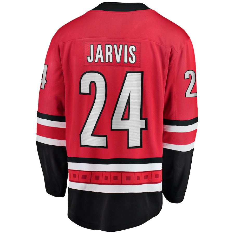 C.Hurricanes #24 Seth Jarvis Supporters Branded Home Breakaway Player Jersey Red Stitched American Hockey Jerseys