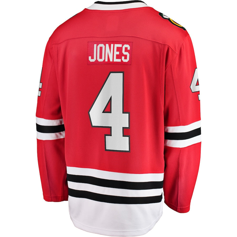 C.Blackhawks #4 Seth Jones Supporters Supporters Branded Home Breakaway Player Jersey  Red Stitched American Hockey Jerseys