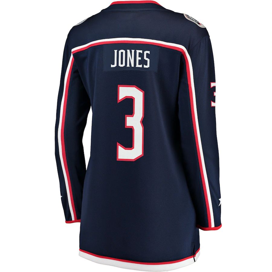 C.Blue Jackets #3 Seth Jones Supporters Branded Home Premier Breakaway Player Jersey  Navy Stitched American Hockey Jerseys