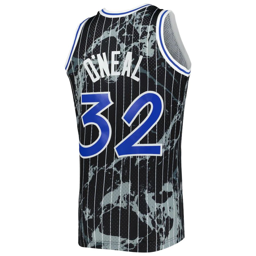 O.Magic #32 Shaquille O'Neal Mitchell & Ness 1994-95 Hardwood Classics Marble Swingman Jersey Black Stitched American Basketball Jersey