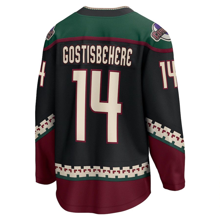 A.Coyotes #14 Shayne Gostisbehere Supporters Branded Home Breakaway Player Jersey Black Stitched American Hockey Jerseys