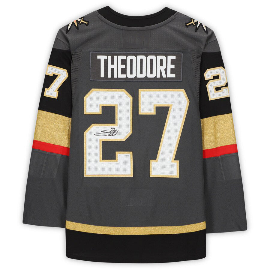 V.Golden Knights #27 Shea Theodore Supporters Authentic Autographed Authentic Jersey Gray Hockey Jerseys