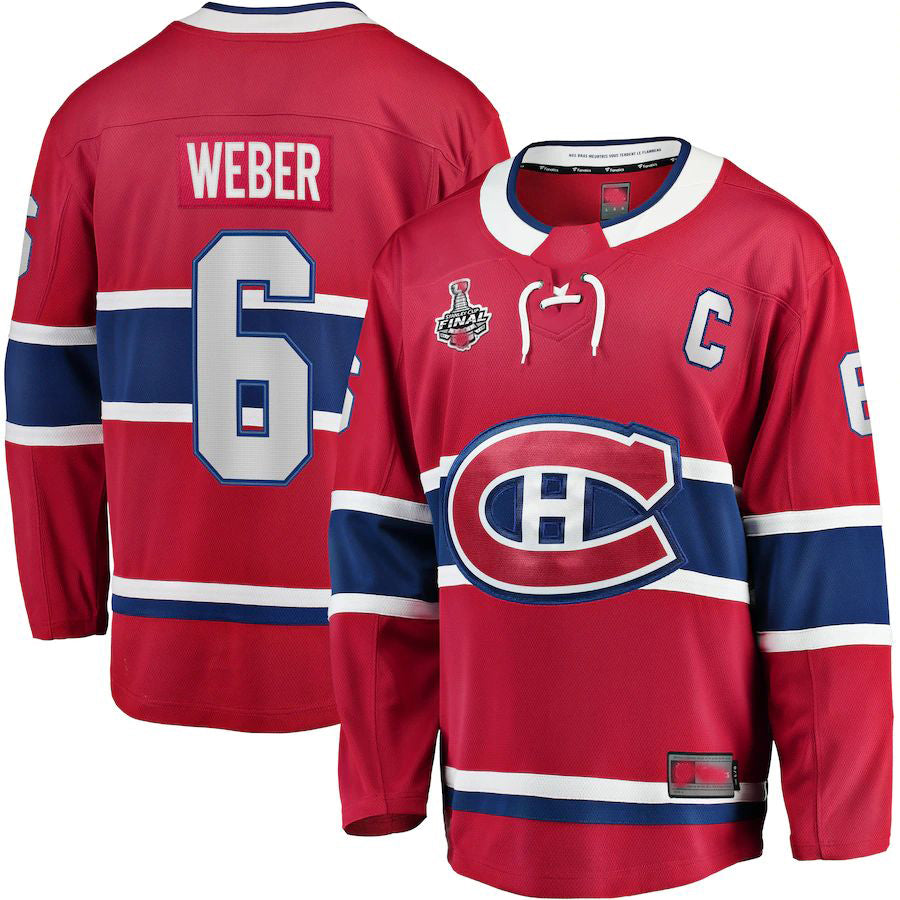 M.Canadiens #6 Shea Weber Supporters Branded Home 2021 Stanley Cup Final Bound Breakaway Jersey Red Stitched American Hockey Jerseys