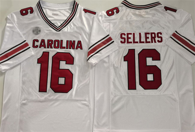 S.Carolina Fighting Gamecocks #16 LaNorris Sellers White Stitched American College Jerseys