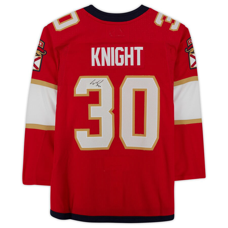 F.Panthers #30 Spencer Knight Supporters Authentic Autographed  Red Stitched American Hockey Jerseys