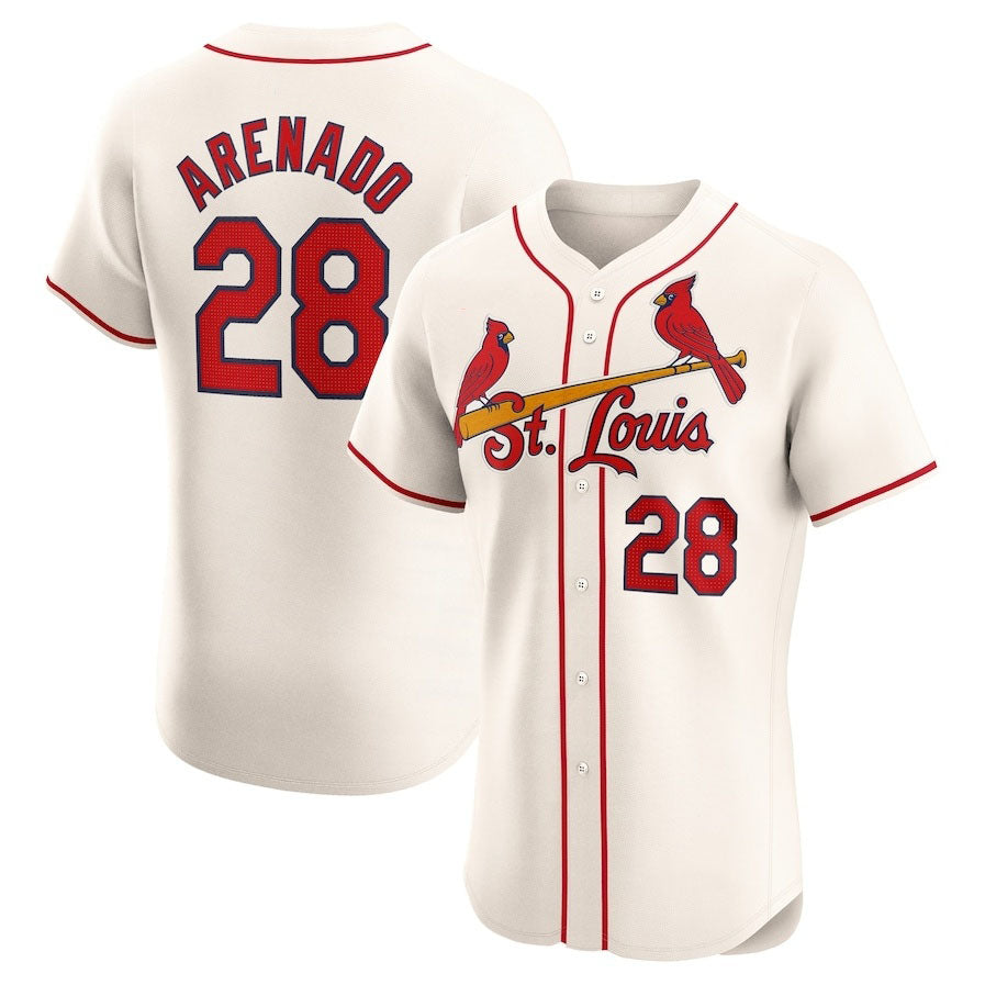 St. Louis Cardinals #28 Nolan Arenado Alternate Elite Player Jersey - Cream Stitched Baseball Jersey