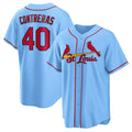 St. Louis Cardinals #40 Willson Contreras Alternate Replica Jersey - Light Blue Stitched Baseball Jersey