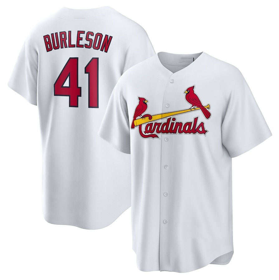 St. Louis Cardinals #41 Alec Burleson Home Replica Jersey - White Stitched Baseball Jersey