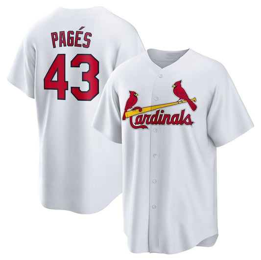 St. Louis Cardinals #43 Pedro Pag¨¦s Home Replica Jersey - White Stitched Baseball Jersey