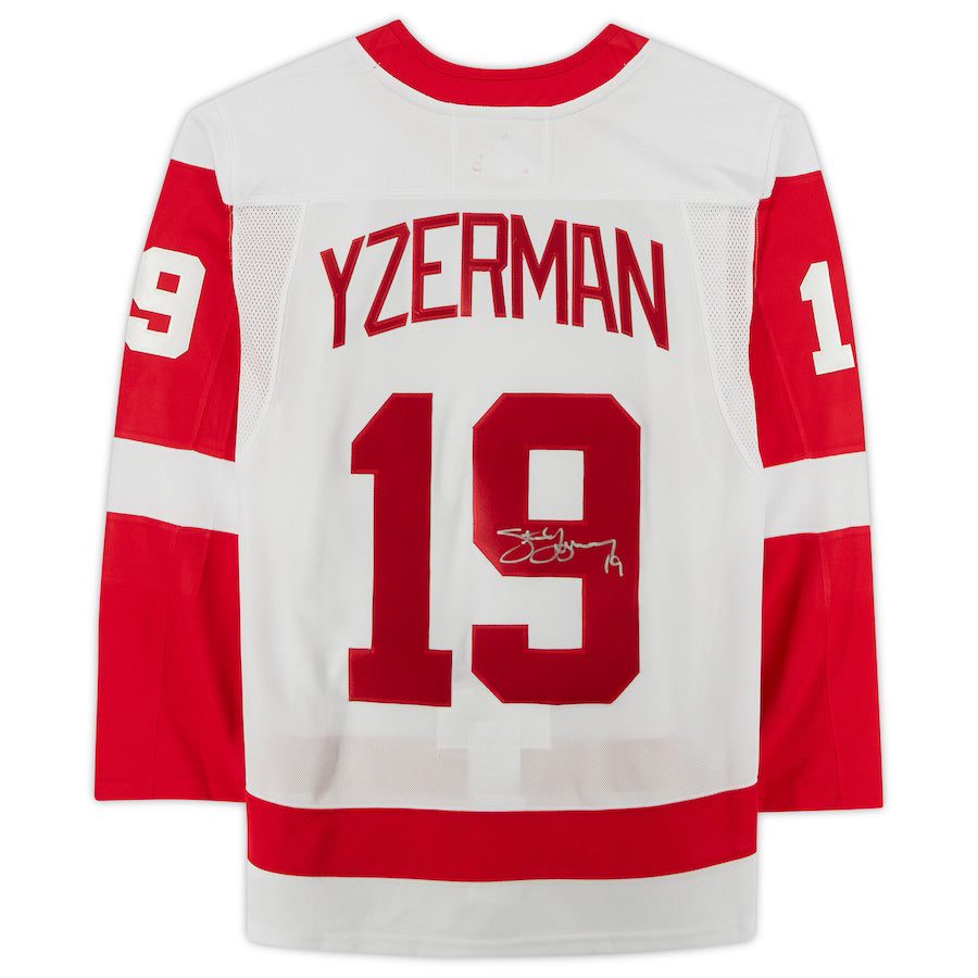D.Red Wings #19 Steve Yzerman Supporters Authentic Autographed White Stitched American Hockey Jerseys