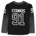 TB.Lightning #91 Steven Stamkos Supporters Authentic Autographed Black Alternate Breakaway Jersey Stitched American Hockey Jerseys