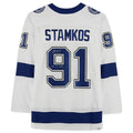TB.Lightning #91 Steven Stamkos Supporters Authentic Autographed with Stanley Cup Final Patch and 2020 SC Champs Inscription White Stitched American Hockey Jerseys