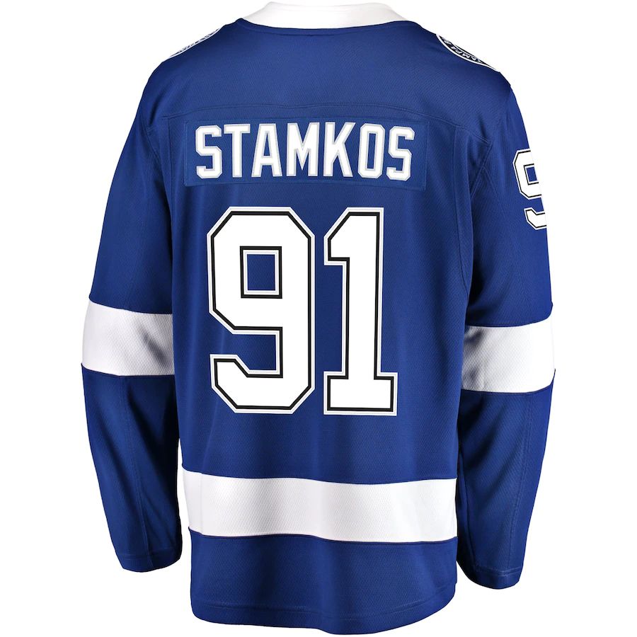 TB.Lightning #91 Steven Stamkos Supporters Branded Breakaway Player Jersey Blue Stitched American Hockey Jerseys