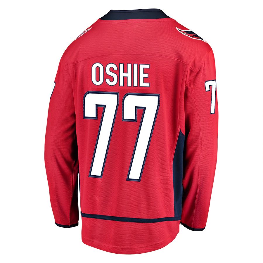 W.Capitals #77 TJ Oshie Supporters Branded Breakaway Player Jersey Red Stitched American Hockey Jerseys