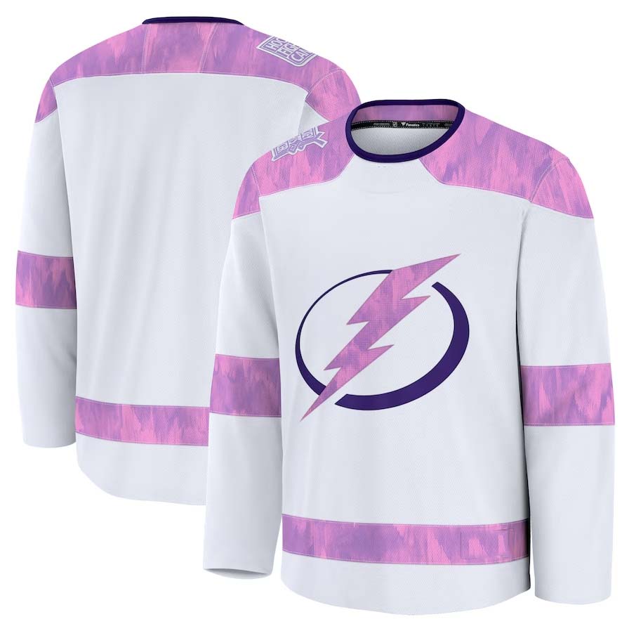 TB.Lightning Supporters 2024 Hockey Fights Cancer Practice Jersey - White Stitched American Hockey Jerseys